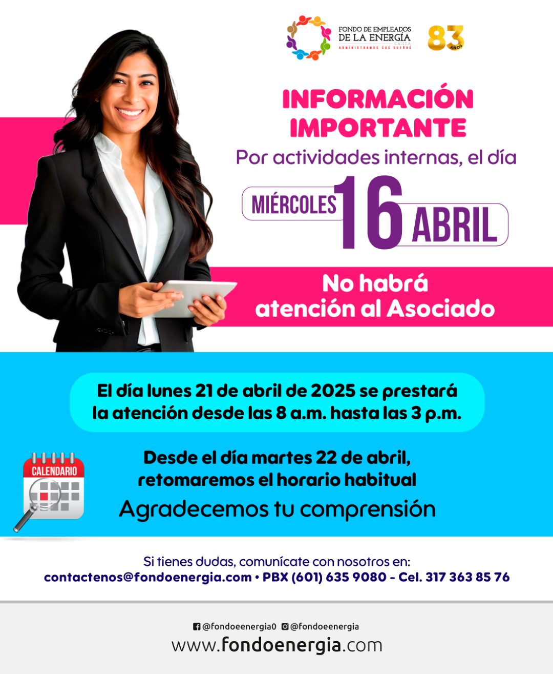 Comunicado Horario 16 Abril